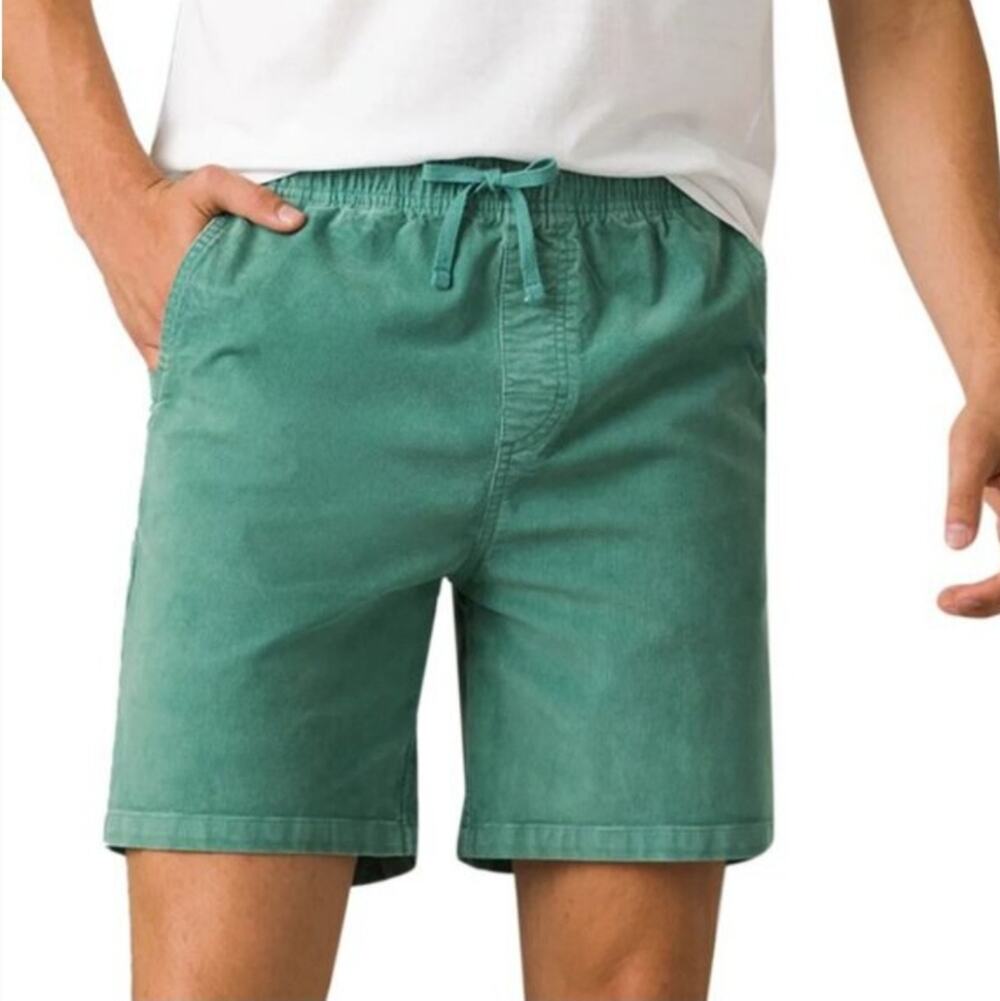 NEW Prana Canyon Camp Corduroy Cove Green Pull-On Casual Shorts Large